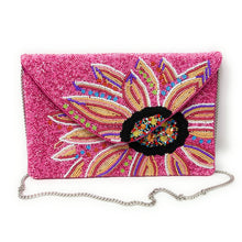 Load image into Gallery viewer, Floral beaded clutch purse, pink bead purse, beaded bag, tropical handbag, beaded bag, floral seed bead clutch, birthday gift for her, clutch bag, seed bead purse, engagement gift, party clutches, floral purse, gifts to bride, wedding gift, evening bags, Summer beaded clutch purse, birthday gift for her, summer clutch, pink clutch purse, beaded bag, summer bag, boho purse, blue beaded clutch purse, unique bags, best selling items, handmade gifts, handmade bag purse, floral sequin clutch purse