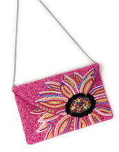 Load image into Gallery viewer, Floral beaded clutch purse, pink bead purse, beaded bag, tropical handbag, beaded bag, floral seed bead clutch, birthday gift for her, clutch bag, seed bead purse, engagement gift, party clutches, floral purse, gifts to bride, wedding gift, evening bags, Summer beaded clutch purse, birthday gift for her, summer clutch, pink clutch purse, beaded bag, summer bag, boho purse, blue beaded clutch purse, unique bags, best selling items, handmade gifts, handmade bag purse, floral sequin clutch purse