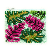 Load image into Gallery viewer, Coin Purse Pouch, Beaded Coin Purse, bead Coin Purse, Beaded Purse, Summer Coin Purse, Best Friend Gift, Pouches, Boho bags, Wallets for her, beaded coin purse, boho purse, gifs for her, cute pouch, boho pouch, boho accessories, best friend gifts, coin purse, coin pouch, money coin pouch,  girlfriend gift, miscellaneous gifts, best seller, best selling items, bachelorette gifts, birthday gifts, preppy beaded wallet, party favors, palm leaves coin purse, palms coin pouch, wallets for girls return to school 