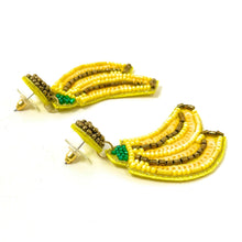 Load image into Gallery viewer, tropical Beaded Earrings, beaded tropical Earrings, fruit Earrings, tropical Beaded Earrings, tropical fruit earrings, summer beaded earrings, banana bead earrings, yellow earrings, Beaded earrings,  Fruit earrings, banana bead earrings, Summer accessories, summer beaded accessories, neon summer earrings, gifts for mom, best friend gifts, birthday gifts, Summer orange bead earrings, best seller accessories, best selling earrings, birthday earrings, yellow color earrings, beach beaded earrings