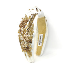 Load image into Gallery viewer, Gold beaded headband on a white background