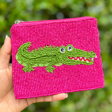 Load image into Gallery viewer, alligator beaded Coin Purse Pouch, Beaded Coin Purse, bow Purse, alligator Beaded Purse, Summer Coin Purse, Best Friend Gift, Boho bags, Wallets for her, boho gifts, boho pouch, boho accessories, best friend gifts, tween girl gifts, pink beaded coin pouch, miscellaneous gifts, best seller, best selling items, bachelorette gifts, birthday gifts, preppy beaded wallet, party favors, bachelorette bag, money pouch, wallets for girls, bohemian wallet, batch gifts, mother’s day gift, pink bow, handmade gifts