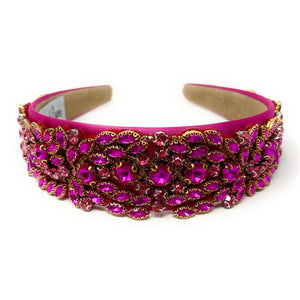 headband for women, fall headband, fuchsia baroque headband, fall winter headband, multicolor headband, bridal headband, bridal accessories, fuchsia luxurious hairband, luxurious hair band, unique embellished headband, unique headband, statement headband, custom bridal headband, fuchsia color accessories, embellished headband, gemstone headband, luxury headband, embellished headband, bling headband, baroque embellished headband, custom headband, jeweled baroque headband, evening hair accessory