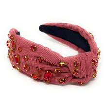 Load image into Gallery viewer, Thanksgiving Jeweled Headband, Fall headband, Autumn Hair Accessories, Autumn Headband, knot headband, boho headband, best selling items, Fall knotted headband, hairbands for women, thanksgiving  gifts,  Fall knot Headband, Fall accessories, corduroy headband, Fall corduroy headband, Statement headband, Christmas gifts, jeweled knot headband, Jeweled headband, Corduroy knot headband, Embellished headband, Autumn embellished headband, bejeweled headband