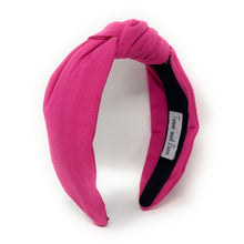 Load image into Gallery viewer, Spring Summer Headband, Summer Knotted Headband, pink Knot Headband, barbie pink Hair Accessories, hot pink knot Headband, Best Seller, headbands for women, best selling items, fuchsia knotted headband, hairbands for women, Spring Summer gifts, Solid color knot Headband, Solid color hair accessories, hot pink knot headband, solid pink knotted headband, Statement headband, Fuchsia color headband, barbie pink knot headband, pink fuchsia hairband, solid color headband, pink color headband