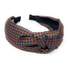 Load image into Gallery viewer, fall Headband, winter Knotted Headband, blue plaid Knotted Headband, Brown Plaid Hair Accessories, Plaid Headband, Best Seller, headbands for women, best selling items, knotted headband, hairbands for women, red plaid gifts, camel knot Headband, Brown hair accessories, school plaid headband, Camel color headband, Statement headband, school uniform, school uniform knot headband, blue Knotted headband, plaid headband, brown knot headband, autumn headbands, Fall Accessories, Winter headbands
