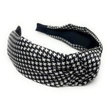Load image into Gallery viewer, fall Headband, winter Knotted Headband, white black plaid Knotted Headband, beige black Plaid Hair Accessories, houndstooth Headband, Best Seller, headbands for women, best selling items, knotted headband, hairbands for women, houndstooth plaid gifts, white black knot Headband, beige hair accessories, school plaid headband, Statement headband, gingham headband, black Knotted headband, plaid headband, wide knot headband, autumn headbands, Fall Accessories, Winter headbands, wide headband