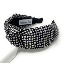 Load image into Gallery viewer, fall Headband, winter Knotted Headband, white black plaid Knotted Headband, beige black Plaid Hair Accessories, houndstooth Headband, Best Seller, headbands for women, best selling items, knotted headband, hairbands for women, houndstooth plaid gifts, white black knot Headband, beige hair accessories, school plaid headband, Statement headband, gingham headband, black Knotted headband, plaid headband, wide knot headband, autumn headbands, Fall Accessories, Winter headbands, wide headband