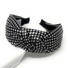 Load image into Gallery viewer, fall Headband, winter Knotted Headband, white black plaid Knotted Headband, beige black Plaid Hair Accessories, houndstooth Headband, Best Seller, headbands for women, best selling items, knotted headband, hairbands for women, houndstooth plaid gifts, white black knot Headband, beige hair accessories, school plaid headband, Statement headband, gingham headband, black Knotted headband, plaid headband, wide knot headband, autumn headbands, Fall Accessories, Winter headbands, wide headband