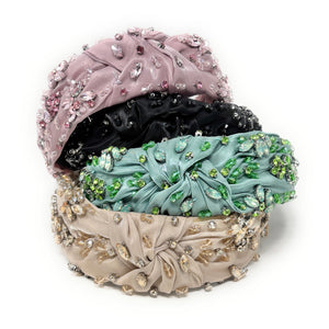 Set of decorative headbands with various designs on a white background