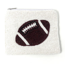 Load image into Gallery viewer, Coin Purse Pouch, Beaded Coin Purse, football Beaded Coin Purse, Beaded Purse, Summer Coin Purse, Best Friend Gift, Pouches, Boho bags, Wallets for her, beaded coin purse, boho purse, gifs for her, birthday gifts, cute pouches, pouches for women, boho pouch, boho accessories, best friend gifts, coin purse, coin purse, coin pouch, friend gift, girlfriend gift, miscellaneous gifts, birthday gift, save money gift, donut worry be happy, gift card holder, gift card pouch, gift card bag, football fan gifts
