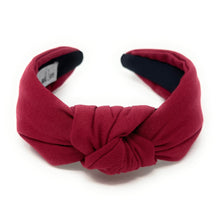 Load image into Gallery viewer, Fall Headband, Autumn Knotted Headband, burgundy Knot Headband, maroon Hair Accessories, maroon knot Headband, Best Seller, headbands for women, best selling items, crimson knotted headband, hairbands for women, Christmas gifts, Solid color knot Headband, Solid color hair accessories, Maroon headband, solid wine knotted headband, Statement headband, burgundy headband, Thanksgiving knot headband, solid hairband, solid color headband, Winter headband