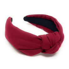 Load image into Gallery viewer, Fall Headband, Autumn Knotted Headband, burgundy Knot Headband, maroon Hair Accessories, maroon knot Headband, Best Seller, headbands for women, best selling items, crimson knotted headband, hairbands for women, Christmas gifts, Solid color knot Headband, Solid color hair accessories, Maroon headband, solid wine knotted headband, Statement headband, burgundy headband, Thanksgiving knot headband, solid hairband, solid color headband, Winter headband