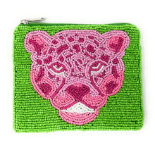 Load image into Gallery viewer, Pink Jaguar Beaded Pouch Purse