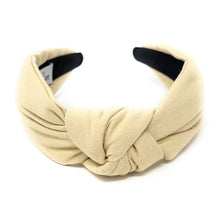 Load image into Gallery viewer, Fall Headband, Autumn Knotted Headband, ivory Knot Headband, ivory Hair Accessories, cream knot Headband, Best Seller, headbands for women, best selling items, solid color knotted headband, hairbands for women, Christmas gifts, Solid color knot Headband, Solid color hair accessories, Ivory headband, solid knotted headband, Statement headband, black headband, Holiday knot headband,  top knot solid hairband, solid color headband, Winter headband, Solid color headband