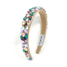 Load image into Gallery viewer, headband for women, beige headband, beige baroque headband, multicolor headband, beige headband, bridal headband, bridal accessories, beige luxurious hairband, luxurious hair band, unique embellished headband, unique headband, statement headband, custom bridal headband, multicolor color hair accessories, embellished headband, gemstone headband, luxury headband, brown bejeweled headband, bling headband, baroque embellished headband, custom headband, jeweled baroque headband, evening hair accessory
