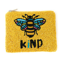 Load image into Gallery viewer, Be kind beaded Coin Purse Pouch, Beaded Coin Purse, bee kind beaded Purse, be kind Beaded Purse, Summer Coin Purse, Boho bags, Wallets for her, boho gifts, boho pouch, boho accessories, best friend gifts, tween girl gifts, miscellaneous gifts, best seller, best selling items, bachelorette gifts, birthday gifts, preppy beaded wallet, party favors, bachelorette bag, money pouch, wallets for girls, bohemian wallet, batch gifts, mother’s day gift, handmade gifts, birthday for her, bee lovers bag