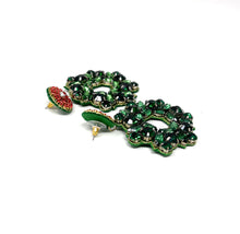 Load image into Gallery viewer, Green Wreath Jeweled Earrings