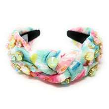 Load image into Gallery viewer, Summer Knot headband, multicolor knot headband, floral knotted headband, blush color accessories, multicolor top knot headband, pastel color headband, peach fuzz headband, light pink color hair band, ombre headbands, baby shower headband, multi color pastel knotted headband, baby shower knotted headband, game day hair accessories, summer accessories, spring accessories spring headband, summer headband, custom headband, handmade headbands, Easter knotted headband, best selling items