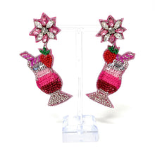 Load image into Gallery viewer, cocktail Beaded Earrings, beaded cocktail Earrings, drink Earrings, Pink drink Beaded Earrings, cocktail bead earrings, cocktail lover bead earrings, multicolor beaded earrings, drink pink earrings, Beaded earrings, pink bead earrings, pink seed bead earrings, pink accessories, summer accessories, pink earrings, gifts for mom, best friend gifts, birthday gifts, pink jewelry, pink bead earrings, drink bead accessory, summer earrings, pink earrings