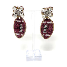 Load image into Gallery viewer, football Beaded Earrings, beaded football Earrings, football Earrings, football love Beaded Earrings, football bead earrings, football lover bead earrings, multicolor beaded earrings, football earrings, Beaded earrings, football bead earrings, football seed bead earrings, football accessories, summer accessories, sport earrings, gifts for mom, best friend gifts, birthday gifts, sport jewelry, sport bead earrings, football accessory, summer earrings, football fan earrings