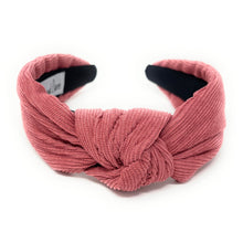 Load image into Gallery viewer, Fall Headband, Autumn Knotted Headband, Pink Knot Headband, pink Hair Accessories, pink corduroy knot Headband, Best Seller, headbands for women, best selling items, solid color knotted headband, Fall Winter fashion, Christmas gifts, Solid color knot Headband, Solid color hair accessories, corduroy headband, solid knotted headband, Statement headband, Corduroy knot headband, Holiday knot headband,  top knot solid hairband, corduroy headband, Winter headband, Solid color headband