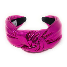 Load image into Gallery viewer, Fuchsia Headband, birthday Knotted Headband, shimmer Knot Headband, metallic Hair Accessories, shimmer knot Headband, Best Seller, headbands for women, best selling items, solid color knotted headband, hairbands for women, Christmas gifts, Solid color knot Headband, Solid color hair accessories, dark pink headband, solid headband, Statement headband, black headband, Holiday knot headband,  top knot solid hairband, New Years headband, Winter headband, Solid color headband, Valentines day 