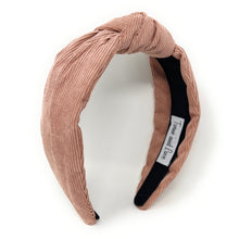 Load image into Gallery viewer, Fall Headband, Autumn Knotted Headband, Rose Knot Headband, pink Hair Accessories, Rose pink corduroy knot Headband, Best Seller, blush color headband, best selling items, solid color knotted headband, Fall Winter fashion, Christmas gifts, Solid color knot Headband, Solid color hair accessories, corduroy headband, solid knotted headband, Statement headband, Corduroy knot headband, Holiday knot headband, top knot solid hairband, corduroy headband, Winter headband, Solid color headband