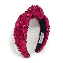 Load image into Gallery viewer, New Years Jeweled Headband, Holiday Headband, New Year’s Knotted Headband, New Years Hair Accessories, champagne Headband, Best Seller, New Year headband, best selling items, sequin knotted headband, Holiday gifts, New Years knot Headband, champagne hair accessories, Burgundy sequin headband, holiday headband, Sequin headband, embellished knot headband, jeweled knot headband, New Years Eve Jeweled headband, New Year Embellished headband, Custom headband, Unique headbands, handmade headbands