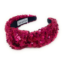 Load image into Gallery viewer, New Years Jeweled Headband, Holiday Headband, New Year’s Knotted Headband, New Years Hair Accessories, champagne Headband, Best Seller, New Year headband, best selling items, sequin knotted headband, Holiday gifts, New Years knot Headband, champagne hair accessories, Burgundy sequin headband, holiday headband, Sequin headband, embellished knot headband, jeweled knot headband, New Years Eve Jeweled headband, New Year Embellished headband, Custom headband, Unique headbands, handmade headbands