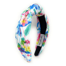 Load image into Gallery viewer, headband for women, summer Knot headband, Summer lover headband, floral knotted headband, pink rose top knot headband, multicolor top knotted headband, white knotted headband, multicolored headband, tie dye hair band, flowers knot headbands, tie dye knot headband, statement headbands, top knotted headband, knotted headband, floral hair accessories, embellished headband, multi color knot headband, summer top knot headband, tie dye knotted headband