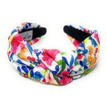 Load image into Gallery viewer, headband for women, summer Knot headband, Summer lover headband, floral knotted headband, pink rose top knot headband, multicolor top knotted headband, multi floral knotted headband, multicolored headband, tie dye hair band, flowers knot headbands, floral multicolor knot headband, statement headbands, top knotted headband, knotted headband, floral hair accessories, embellished headband, multi color knot headband, summer top knot headband, floral knotted headband