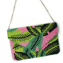 Load image into Gallery viewer, palm leaves beaded clutch purse, palm leaf beaded bag, birthday gift for her, summer clutch, seed bead purse, beaded bag, palm leaf handbang, beaded bag, seed bead clutch, summer bag, birthday gift for her, clutch bag, seed bead purse, engagement gift, bridal gift to bride, bridal gift, palm leaves purse, gifts to bride, gifts for bride, wedding gift, bride gifts,beaded clutch purse, birthday gift for her, summer clutch, seed bead purse, beaded bag, summer bag, boho purse