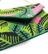 Load image into Gallery viewer, palm leaves beaded clutch purse, palm leaf beaded bag, birthday gift for her, summer clutch, seed bead purse, beaded bag, palm leaf handbang, beaded bag, seed bead clutch, summer bag, birthday gift for her, clutch bag, seed bead purse, engagement gift, bridal gift to bride, bridal gift, palm leaves purse, gifts to bride, gifts for bride, wedding gift, bride gifts,beaded clutch purse, birthday gift for her, summer clutch, seed bead purse, beaded bag, summer bag, boho purse