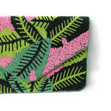 Load image into Gallery viewer, palm leaves beaded clutch purse, palm leaf beaded bag, birthday gift for her, summer clutch, seed bead purse, beaded bag, palm leaf handbang, beaded bag, seed bead clutch, summer bag, birthday gift for her, clutch bag, seed bead purse, engagement gift, bridal gift to bride, bridal gift, palm leaves purse, gifts to bride, gifts for bride, wedding gift, bride gifts,beaded clutch purse, birthday gift for her, summer clutch, seed bead purse, beaded bag, summer bag, boho purse