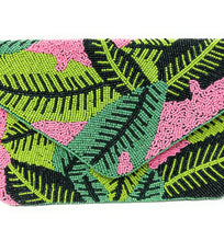 Load image into Gallery viewer, palm leaves beaded clutch purse, palm leaf beaded bag, birthday gift for her, summer clutch, seed bead purse, beaded bag, palm leaf handbang, beaded bag, seed bead clutch, summer bag, birthday gift for her, clutch bag, seed bead purse, engagement gift, bridal gift to bride, bridal gift, palm leaves purse, gifts to bride, gifts for bride, wedding gift, bride gifts,beaded clutch purse, birthday gift for her, summer clutch, seed bead purse, beaded bag, summer bag, boho purse