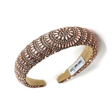 Load image into Gallery viewer, Elegant rose-gold headband adorned with intricate geometric beadwork on a neutral background. The label reads &quot;Time and Love,&quot; conveying sophistication.