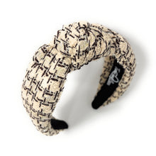 Load image into Gallery viewer, Textured headband with dark brown and beige pattern on a white background