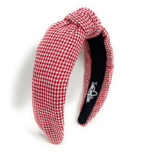 Load image into Gallery viewer, Red and white checkered headband on a white background