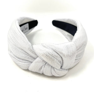 silver Headband, birthday Knotted Headband, shimmer Knot Headband, metallic Hair Accessories, light silver knot Headband, Best Seller, new years headband, best selling items, solid color knotted headband, hairbands for women, Christmas gifts, Solid color knot Headband, Solid color hair accessories, silver white headband, solid headband, light silver knotted headband, Holiday knot headband, top knot solid hairband, New Years headband, Christmas headband, Solid color headband, silver shimmer headband