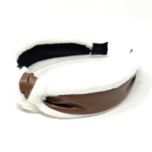 Load image into Gallery viewer, Brown and white ear muffs on a white background