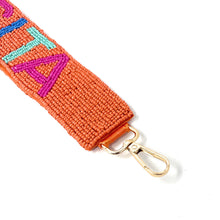 Load image into Gallery viewer, Colorful woven strap and gold clasp on a white background
