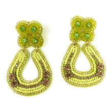 Load image into Gallery viewer, custom beaded Earrings, horseshoe Earrings, lion Beaded Earrings, green earrings, horseshoe jeweled earrings, women earrings, handmade earrings, custom earrings, bejeweled accessories, fancy accessories, St Patrick’s Day earrings, gifts for mom, best friend gifts, birthday gifts, bohemian earrings, St Patrick’s day accessories, party earrings, Fancy earrings, boho earrings, rhinestone earrings, embellished earrings, Fancy jeweled earrings, party earrings, statement earrings, best selling items