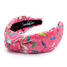 Load image into Gallery viewer, headband for women, sprinkles Knotted headband, headbands for women, birthday headbands, top knot headband, sprinkles top knot headband, rainbow headband, sprinkles hair band, best selling items, top knotted headband, statement headbands, top knotted headband, knotted headband, party headbands, trendy headband, fashion headbands, embellished headband, custom headbands, handmade headbands, luxury headband, sequin headband, birthday headband, happy birthday headbands 