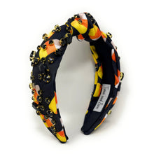 Load image into Gallery viewer, Halloween Jeweled Headband, Halloween Knotted Headband, black white Knotted Headband, Halloween Hair Accessories, candy corn Headband, Best Seller, headbands for women, best selling items, knotted headband, hairbands for women, Halloween gifts, halloween knot Headband, candy corn accessories, Halloween headband, Halloween headband, Statement headband, Halloween gifts, jeweled knot headband, Jeweled headband, halloween Embellished headband, candy corn embellished headband, candy corn 