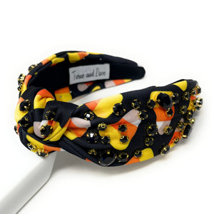 Halloween Jeweled Headband, Halloween Knotted Headband, black white Knotted Headband, Halloween Hair Accessories, candy corn Headband, Best Seller, headbands for women, best selling items, knotted headband, hairbands for women, Halloween gifts, halloween knot Headband, candy corn accessories, Halloween headband, Halloween headband, Statement headband, Halloween gifts, jeweled knot headband, Jeweled headband, halloween Embellished headband, candy corn embellished headband, candy corn 