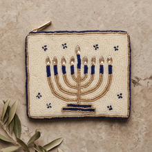 Load image into Gallery viewer, Menorah Glow Hand Beaded Pouch