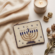 Load image into Gallery viewer, Menorah Glow Hand Beaded Pouch