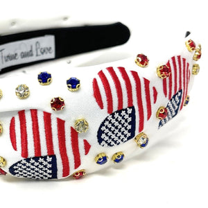 Americana Jeweled Headband, Patriotic Knotted Headband, Patriotic Knot Headband, Fourth of July Hair Accessories, Red White Headband, Best Seller, headbands for women, best selling items, knotted headband, hairbands for women, Patriotic accessories, Independence day gifts, Independence day Headband, Memorial day hair accessories, American headband, USA flag headband, Fourth of July headband, Fourth of July gifts, red white headband, star knot headband, Jeweled headband, USA Jeweled headband, USA Headband