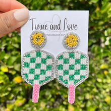 Load image into Gallery viewer, Pickleball Beaded Earrings, beaded Pickleball Earrings, Pickleball Earrings, Pickleball Bead Earrings, Pickleball earrings, Pickleball lover beaded earrings, Pickleball spirit wear beaded earrings, Pickleball team spirit earrings, Beaded earrings, Pickleball bead earrings, Pickleball seed bead earrings, Pickleball gifts, pickleball sport accessories, pickleball lover beaded accessories, Pickleball fan accessories, gifts for pickleball lover, Pickleball gifts for mom, best Selling items